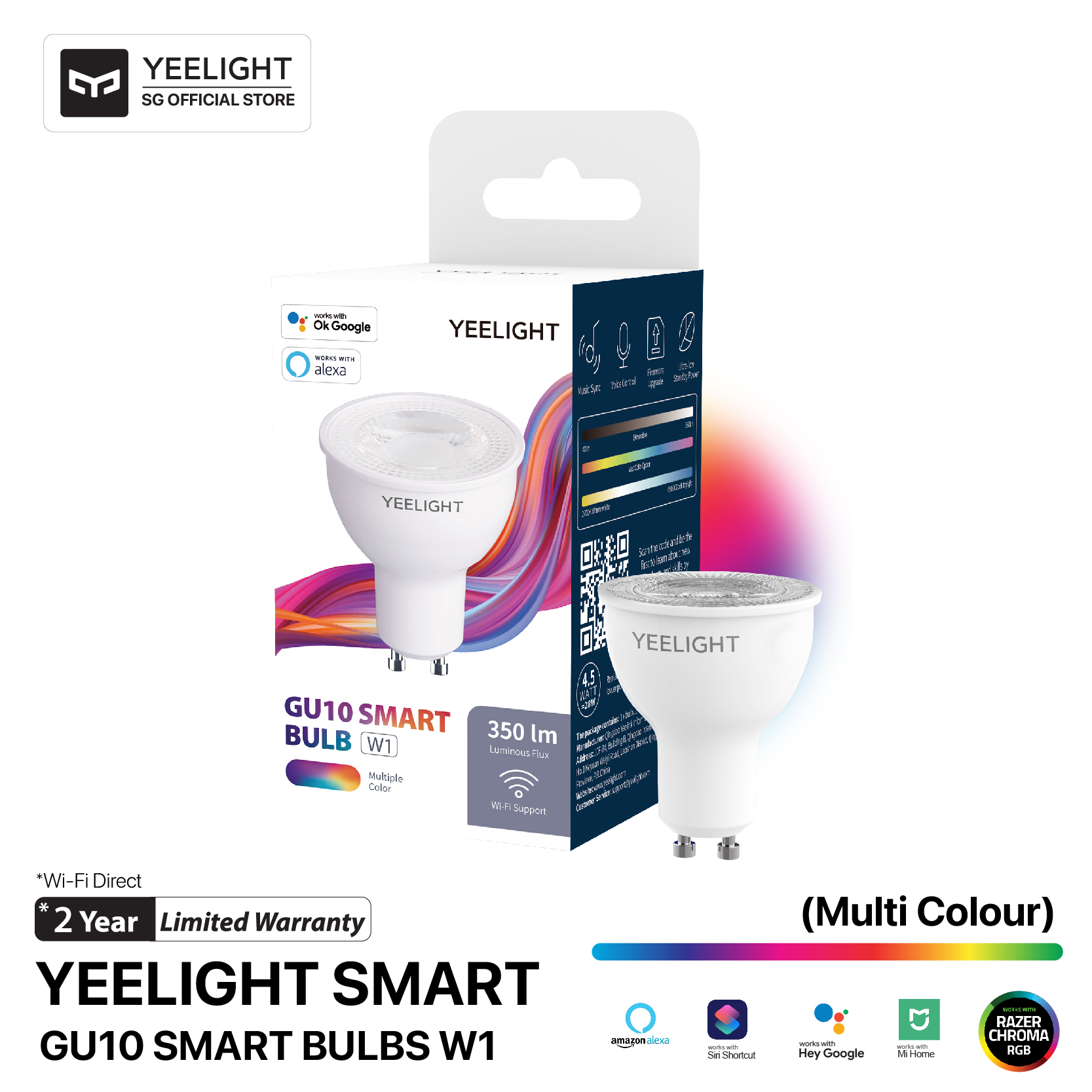 Yeelight Gu10 Smart Bulbs W1 (Multi-Colour) Work with Hey Google Siri Shortcut Alexa Smartthing