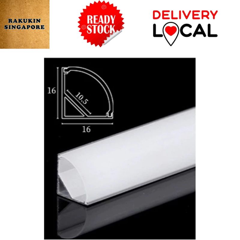 [Local Seller] LED Strip Light Aluminium Profile Diffuser Corner With Milky Diffuser Light Housing