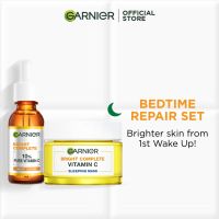 [Bundle] Garnier 2pc Care Bedtime Repair Set - Bright Complete Booster Overnight Serum and Bright Complete Night Cream
