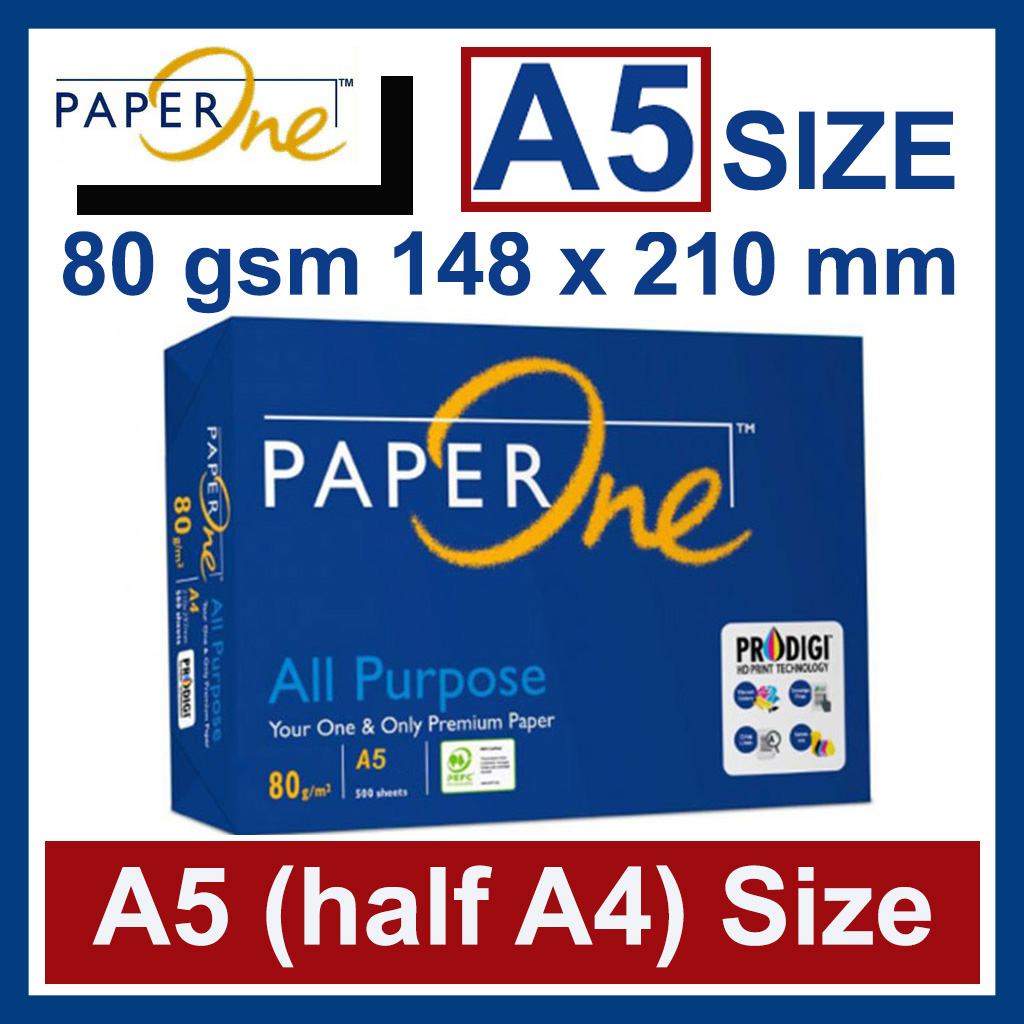 A5 80Gsm Paperone Copy Paper (10 reams per box) [Pre-Cut to HALF of A4 Size] PaperOne A5 Papers