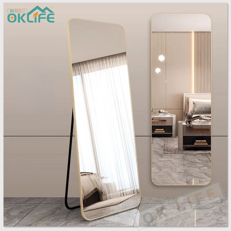[OKLIFE.SG]Full-Length Mirror Wall Fitting Mirror Dressing mirror household stereo mirror wall Mounted Floor Mirror
