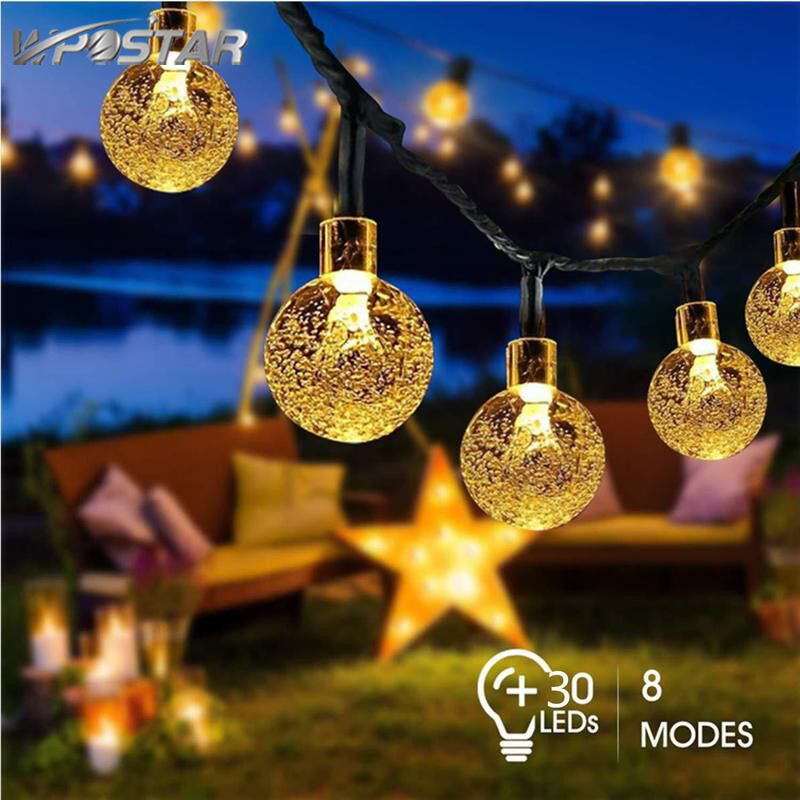 50 LED Solar String Lights Outdoor Garden Lights Crystal Ball Waterproof