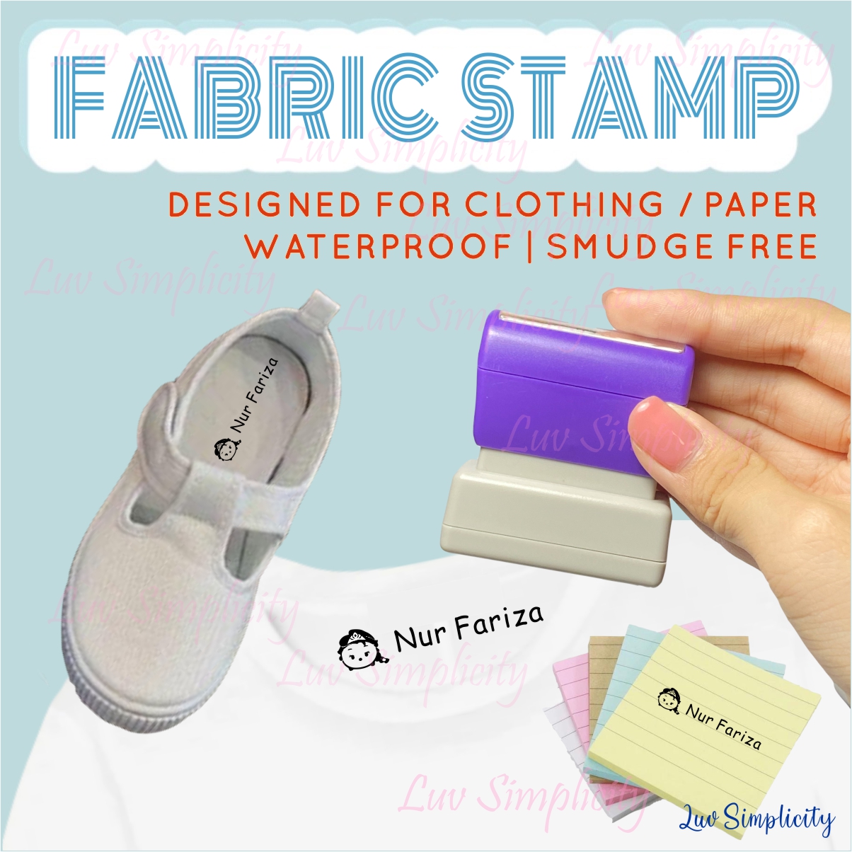 Customised Fabric Name Stamp for Kids | Permanent + Waterproof | Refillable