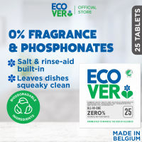 Ecover ZERO Dishwasher Tablets 25s - NO Fragrance Enzymes Paraben & Phthalates | For Baby Dishware Sensitive Skin