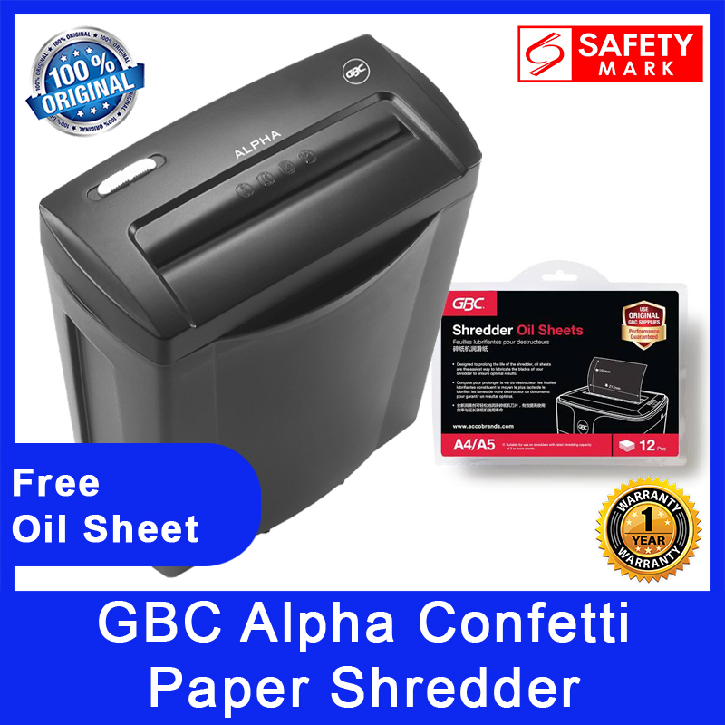 GBC Alpha Confetti Shredder 1 Year warranty Safety Mark Approved.