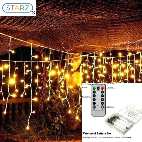 STARZ - Led Fairy Curtain icicle Lights 5 Meters Battery Operated Led Festive Splash Proof Decoration Lights Party Wedding Lightings Christmas