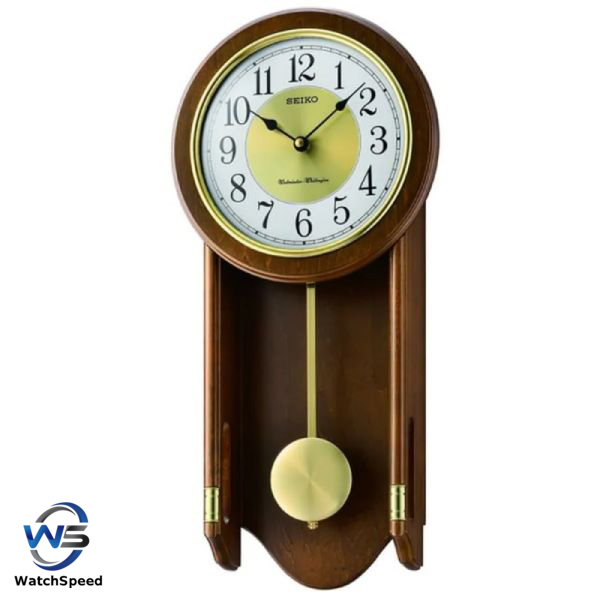 Seiko QXH073 QXH073B QXH073BN Dual Chimes (Westminster/Whittington) Quarter Hour Chime Pendulum Wooden Case Wall Clock