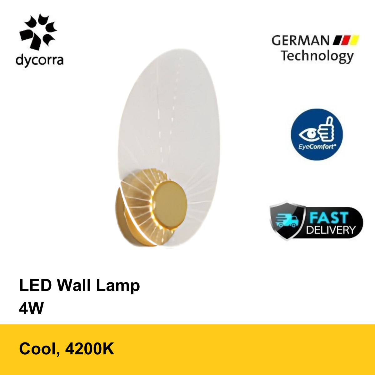 Dycorra LED Wall Lamp 4W Cool Bedroom Living Room Modern Decorative Wall Light
