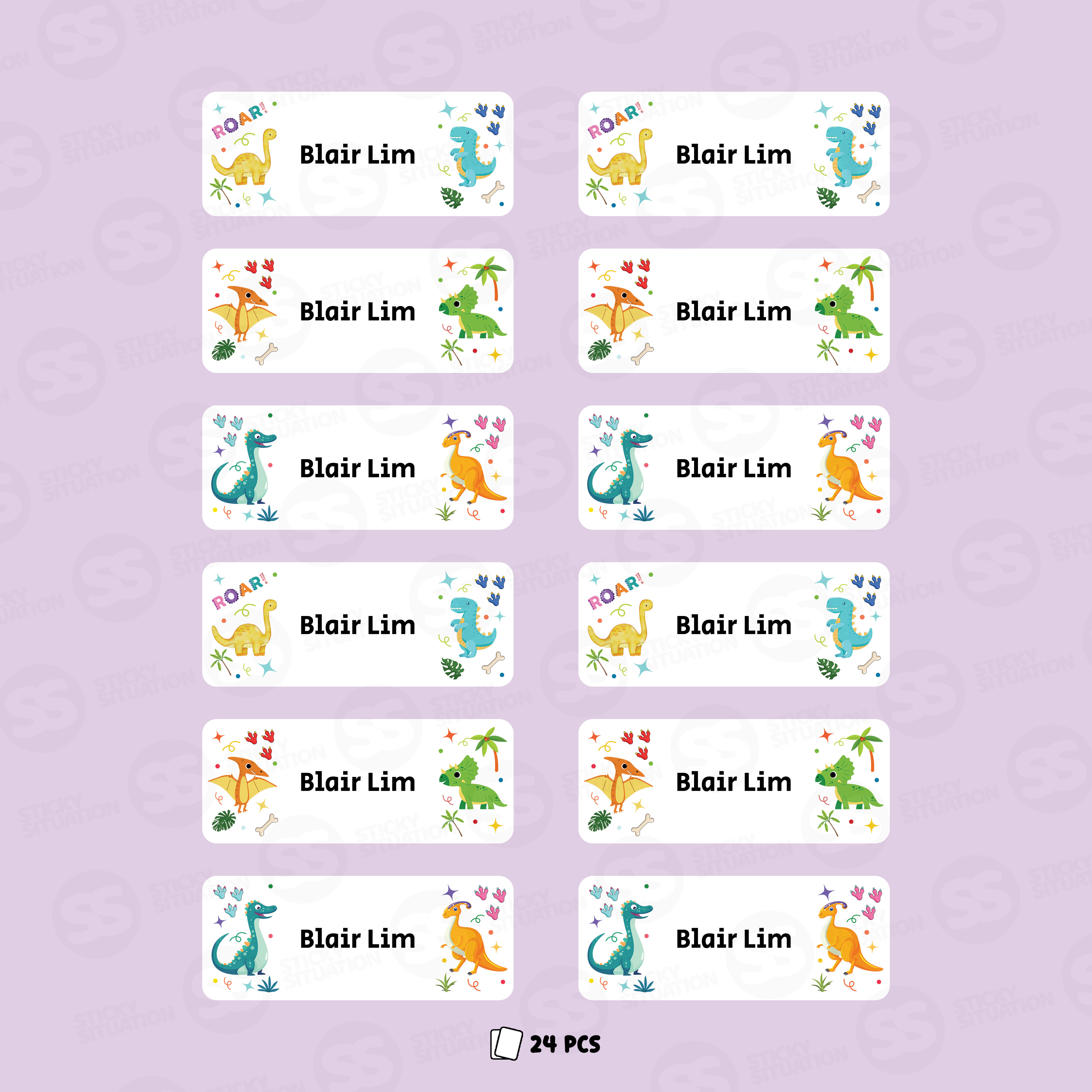 Custom Kids Name Labels Large – Personalized Waterproof Cartoon School Stickers