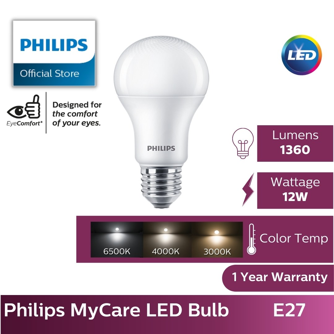 Philips MyCare LED E27 Bulb - 6W/ 8W/ 10W/ 12W | Daylight Cool White Warm White