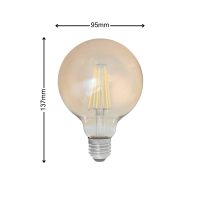 Dycorra LED Filament Bulb G95 (Tint) E27 8W Day Warm Retro Edison Tinted Glass Bulb Lamp Vintage