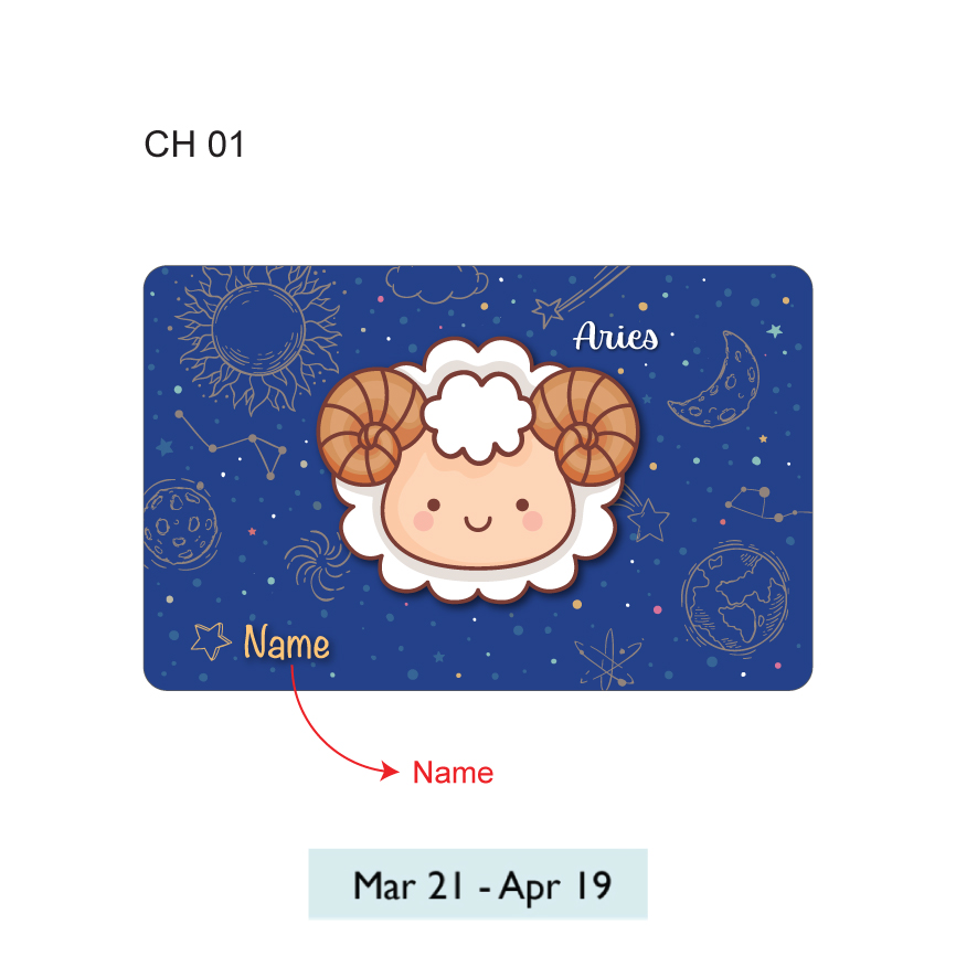 Personalised Ezlink Card Cute Horoscope Style perfect Customisable as gifts