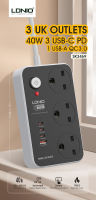 LDNIO SK3662 Power Socket with UK 3 Pin + 6 USB Charger 5V 3.4A Surge Protector 2 Meter Power Extension for iPhone Samsung Huawei Oppo Vivo Xiaomi(Black)