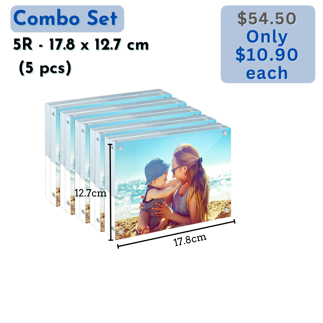 🇸🇬 Acrylic Picture Frames- Desktop Frameless Photo Frames with Magnetic Double Sided Transparent