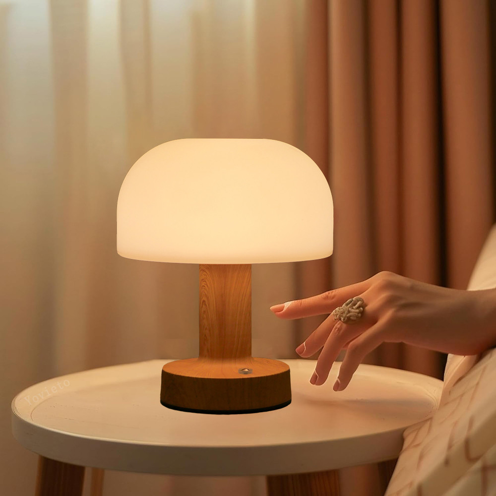 Mushroom Lamp Portable Wireless Touch Dimmable Rechargeable Table Lamp Bedroom Decoration Night Light for Living Room Outdoor Patio