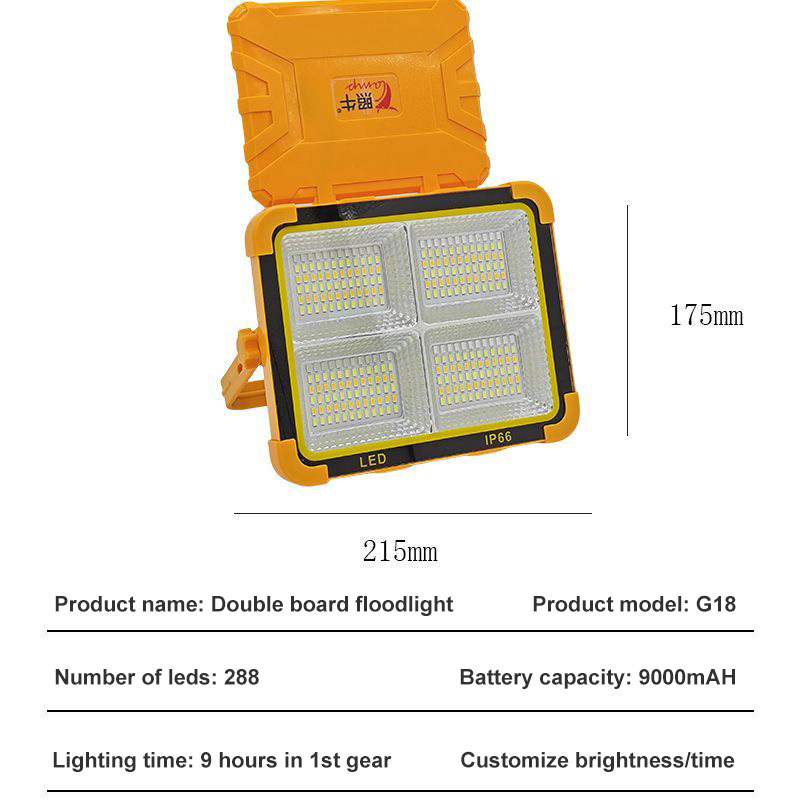 Vimite 2000W Portable Solar Flood Light Emergency Lighting Outdoor Waterproof LED Camping Tent Light Rechargeable Spotlight Solar Light Work Light