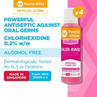 Pearlie White Chlor-Rinse Antiseptic Mouth Rinse / Mouth Wash 250ml - Alcohol Free No SLS or Parabens [Bundle of 4]