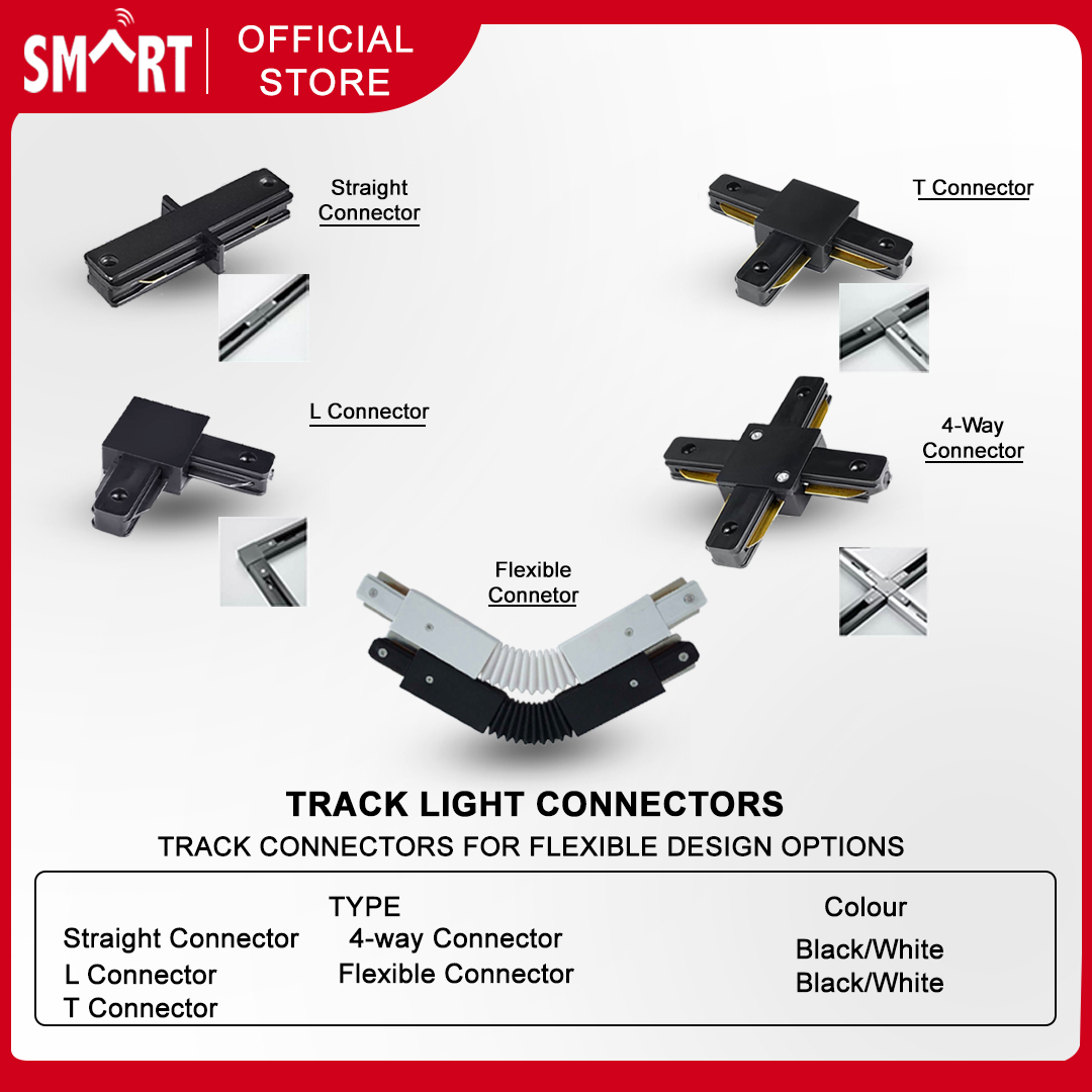 Track Light Holder GU10 Bulb Type Black White / Track Connectors