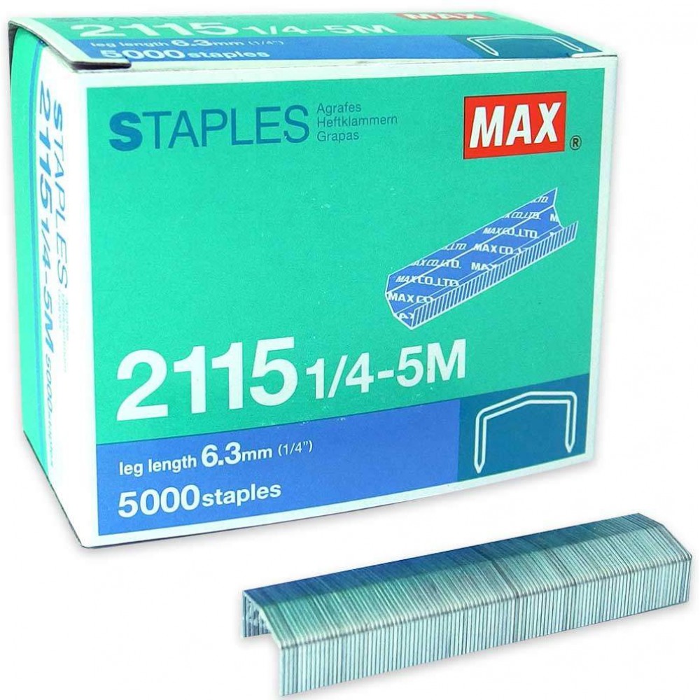 MAX Staples 2115 1/4-5M | 6.3mm leg length | 5000 staple bullets