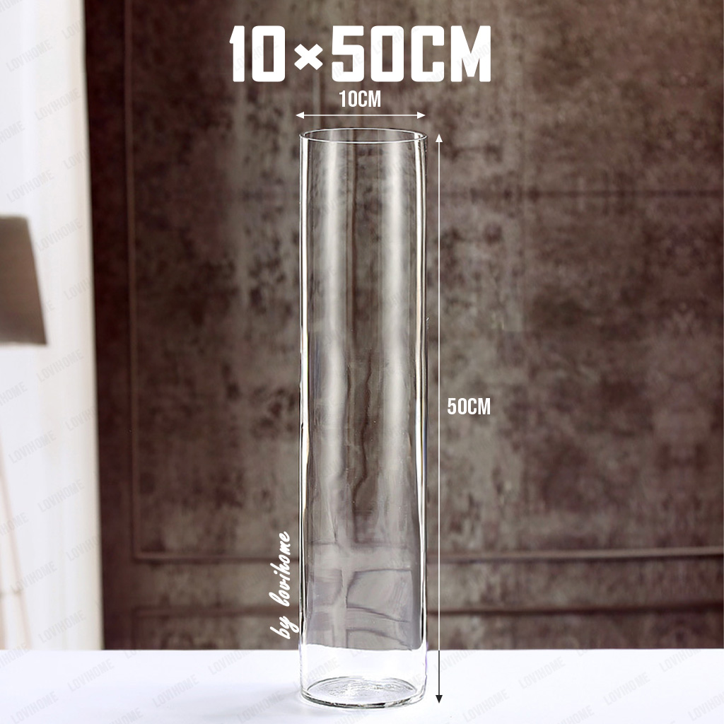 SG Glass Flower Vase Clear Transparent Minimalist Tall Cylinder Vases Flowers Arrangement Plant Decoration Display