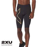 🇸🇬 2XU Men’s Light Speed Compression Shorts Black with Gold Reflective | Running & Training Wear