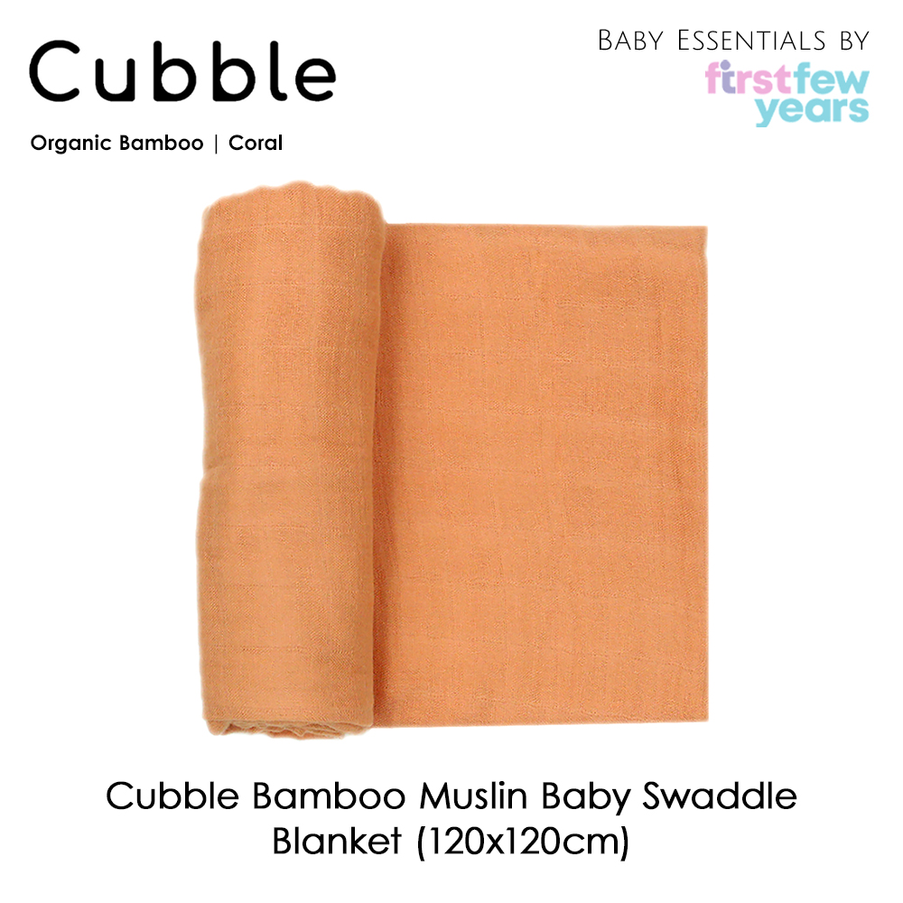 Cubble Bamboo Muslin Baby Swaddle Blanket (120x120cm) | Multiple Colors