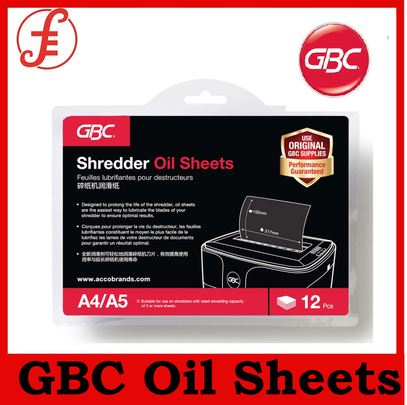 GBC Shredder Sharp Lubricate Oil Sheets Sharpening Lubrication Sheet 12 sheets