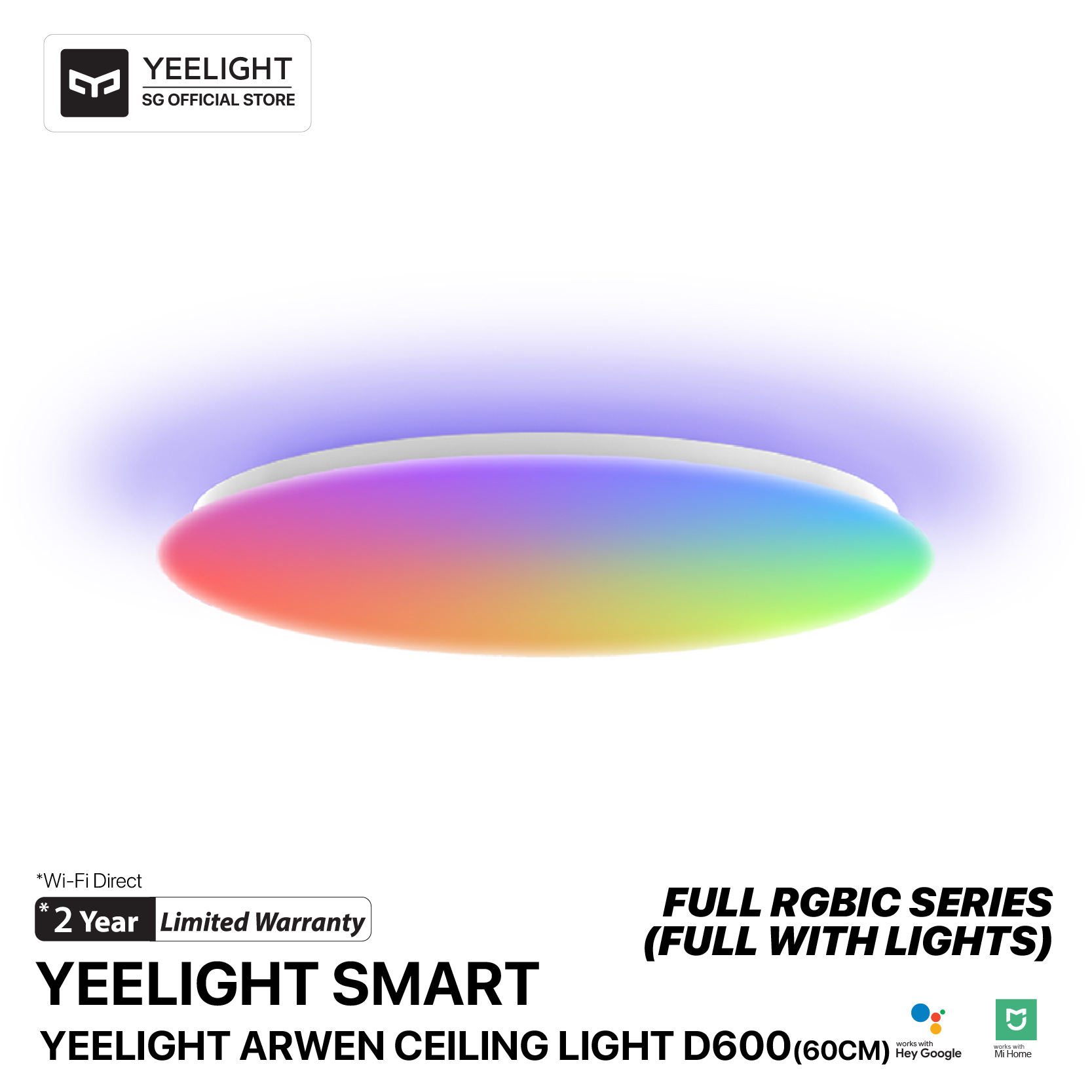 Yeelight Arwen Ceiling Light D600 (RGBIC+QUICK CHANGE+BACK LIGHT) Google Home Amazon Alexa