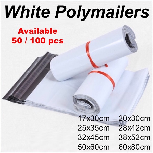 White Polymailer / courier bag / mailer bag / posting plastic bag