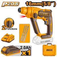 INGCO 20V LI-ION ROTARY HAMMER 16MMØ 1X2.0+CHARGER & CASE CRHLI201681 CRHLI20168