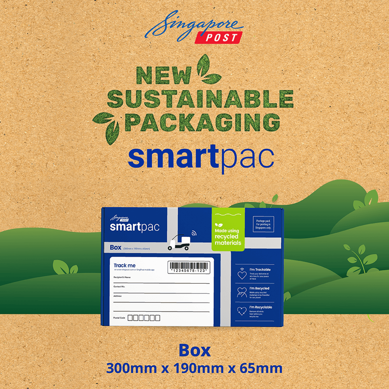 Smartpac Small | Smartpac Medium | Smartpac Box | Tracked Letterbox Prepaid Label - Singapore Post (No Minimum Order)