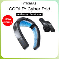 TORRAS 2026 COOLiFY Cyber Fold AI Neck Air Conditioner Ultimate Cooling Max Cooling Area Neck Fan Adjustable Strong Wind Neck Cooler for Neck & Face Rechargeable Portable for Travel Outdoor Black
