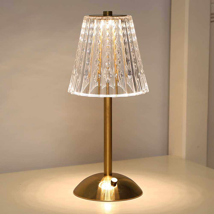 Vimite LED Crystal Table Lamp 3 Colors USB Rechargeable Dimmable Desk Light Wireless Night Lighting Decorative Lights for Bedroom Living Room