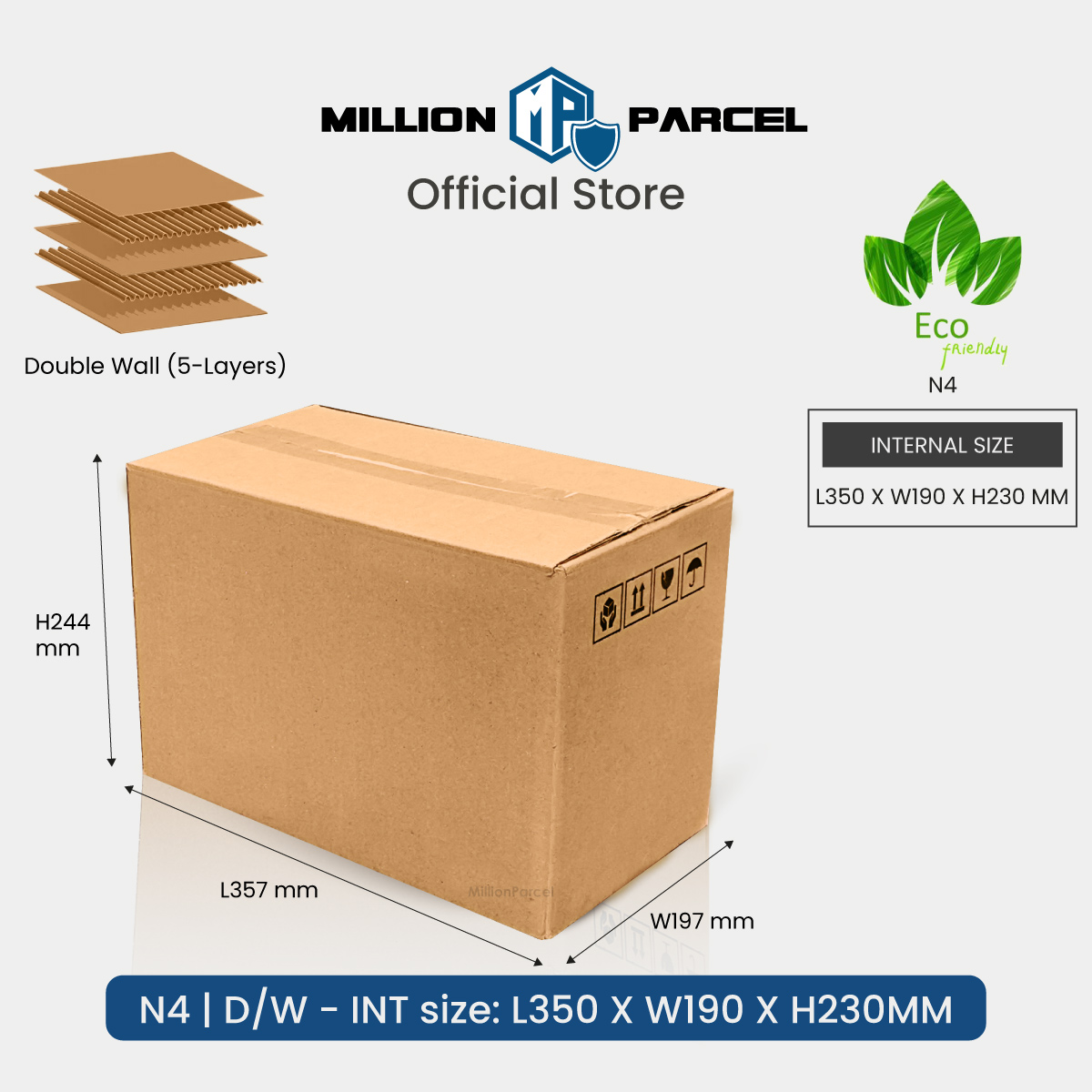 MillionParcel Carton Box N | Packing Box | Moving Box | Cardboard box | Boxes for Moving | Delivery box | Storage Box