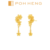 Poh Heng Jewellery 24K Flowy Bloom Earrrings in Yellow Gold [Price By Weight]
