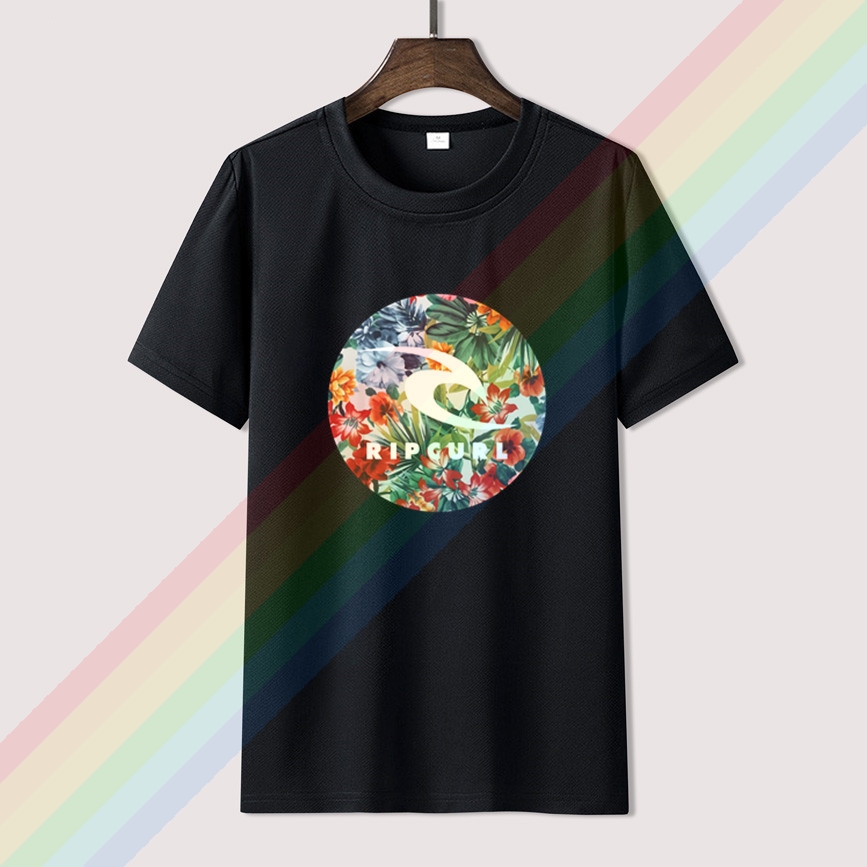 Rip tee curl t-shirt men's black wave palm trees logo surfer graphic tee men