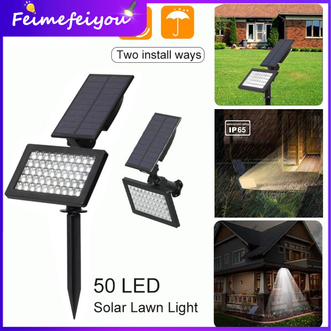 Solar Light Outdoor Garden Lights 50 LED Spotlights Lawn Lamp Balcony Light IP65 Waterproof Security Torch Light Automatic On/Off for Garden Yard Path ราคา 1,375 บาท*ส่งฟรี
