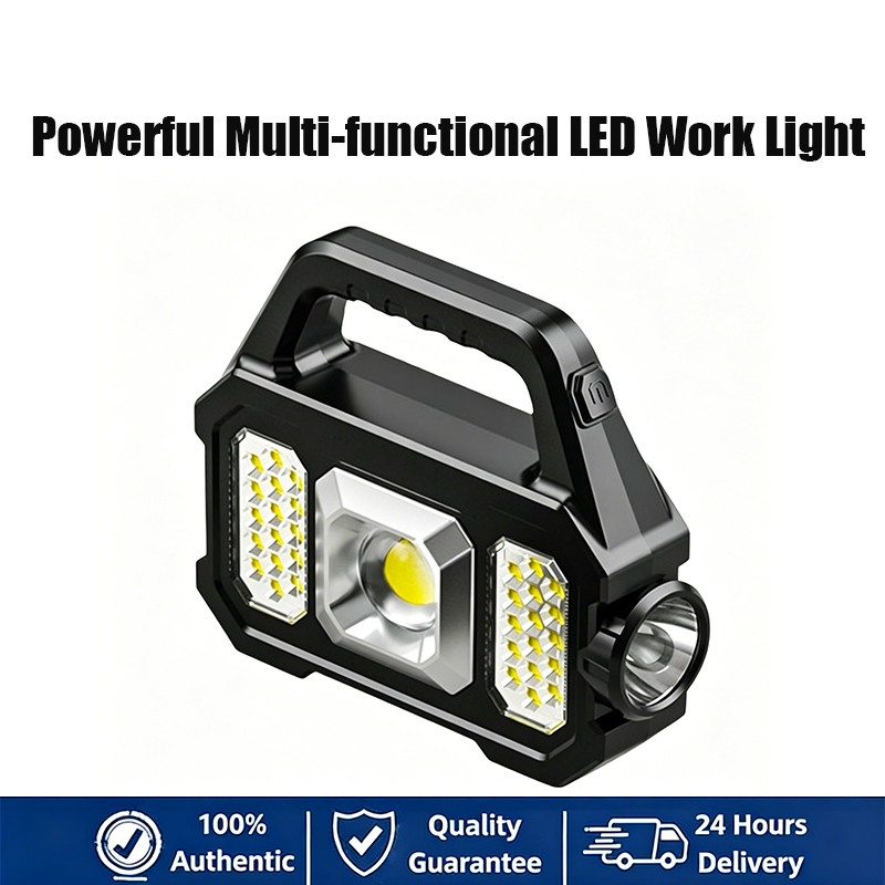 SG（Ready Stock)Solar flashlight COB portable hand-held work light USB emergency charging outdoor camping light strong light searchlight