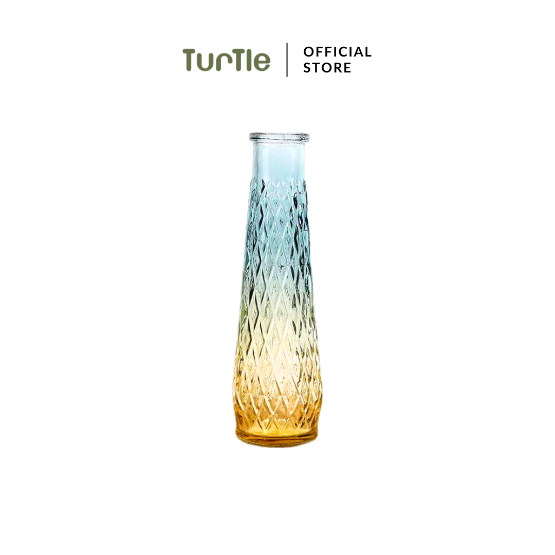TURTLE Gradient Tinted Glass Vase Flower Vase Home Decoration Embossed Transparent Glass
