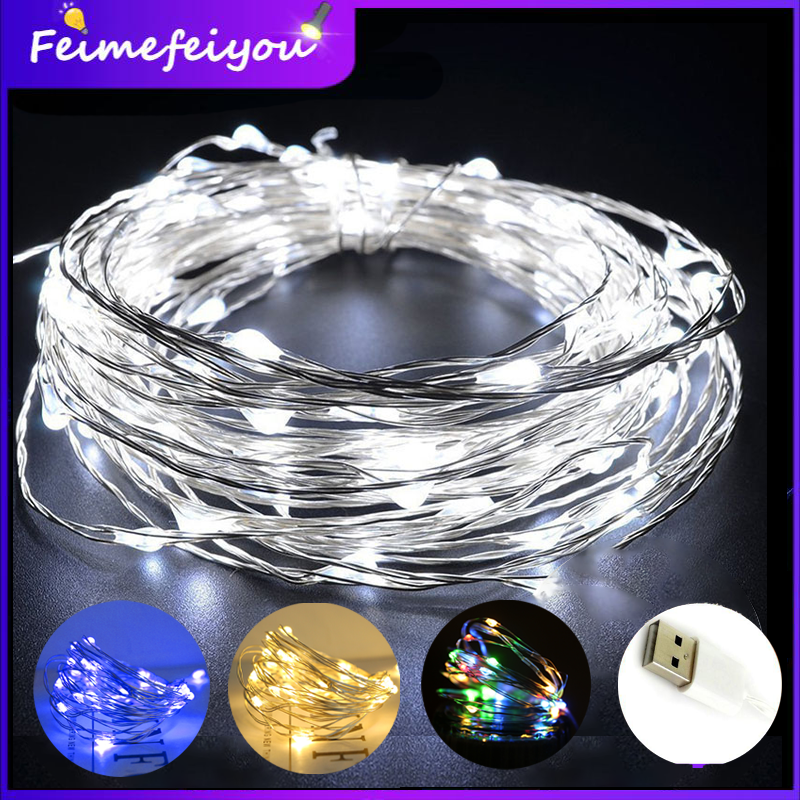 Decoration LED strip light for Christmas holiday light 10 meter 100 led beads silver wire with USB plugV