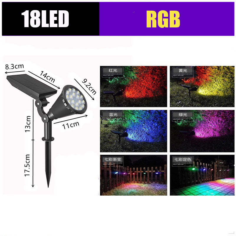 [SG In STock]18 Led Rgb Spot Light Waterproof Garden Led Solar Stake Spotlight Pathway Landscape Lawn Outdoor Decor
