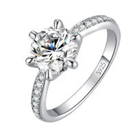 JewelryPalace Moissanite GRA D Color 1ct 1.5ct 2ct 3ct Round S925 Sterling Silver Wedding Engagement Ring for Women