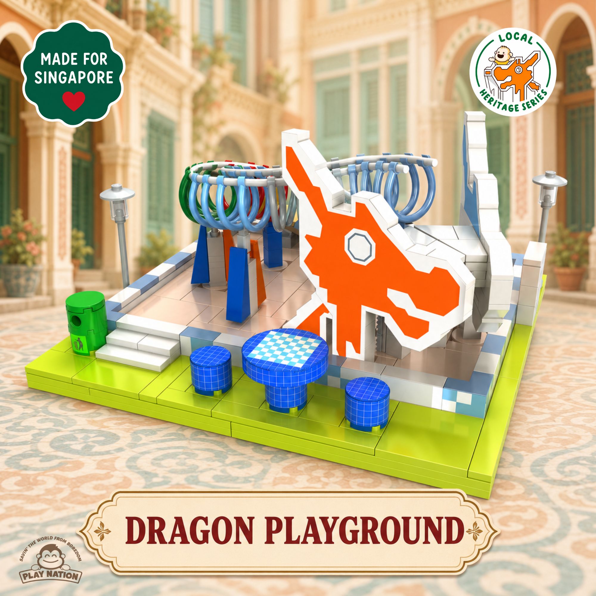 Play Nation Singapore Heritage Building Blocks Kopitiam & Dragon Playground Collectible Souvenir Toy