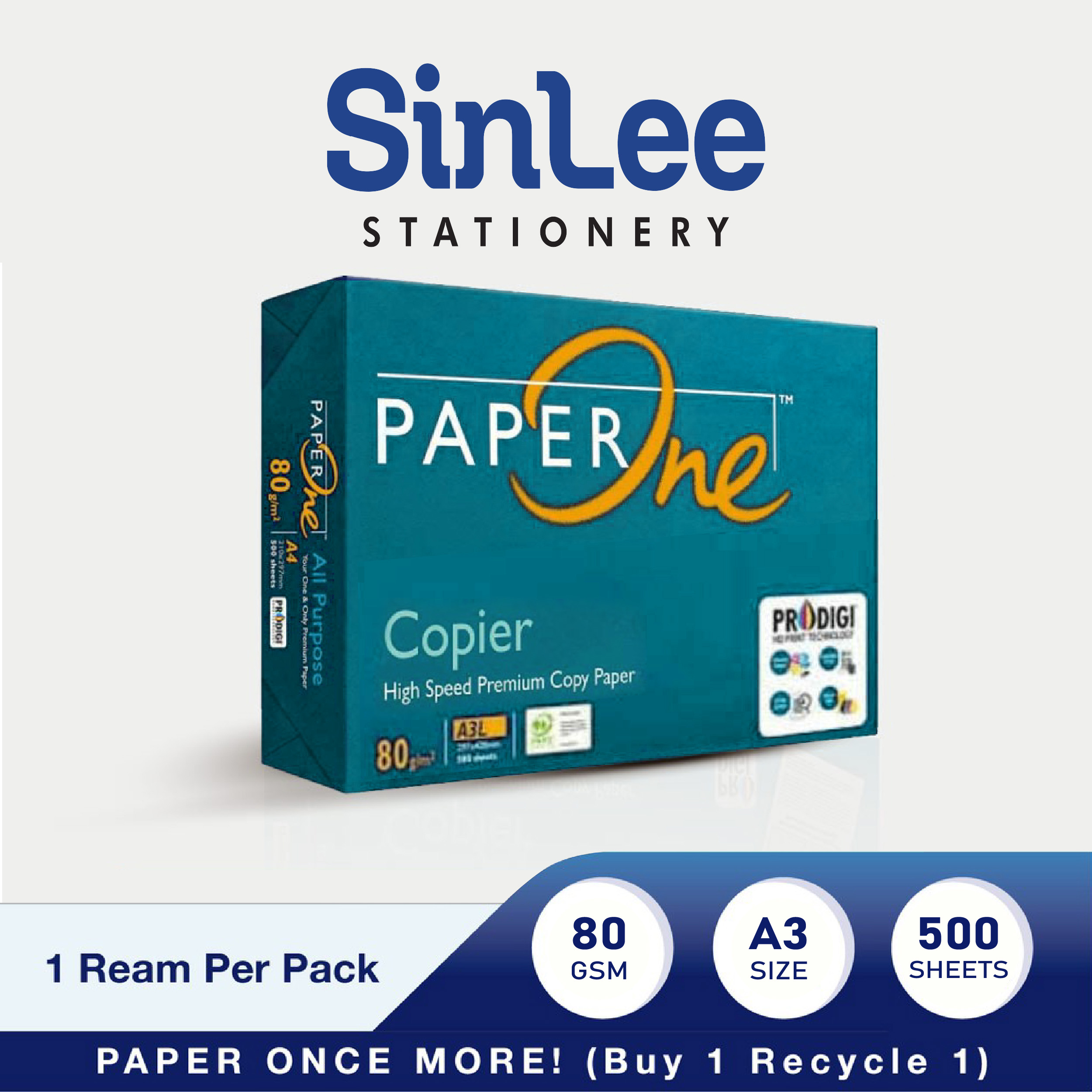PaperOne Copier Paper 1 Ream 500 Sheets | A3 A4 A5 | 70gsm / 80gsm Printing Paper