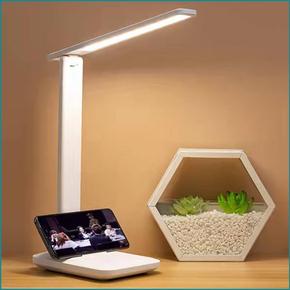 Table Lamp Eye Care Smart Desk Rechargeable light USB Plug in 180 degree Foldable LED Li Battery.