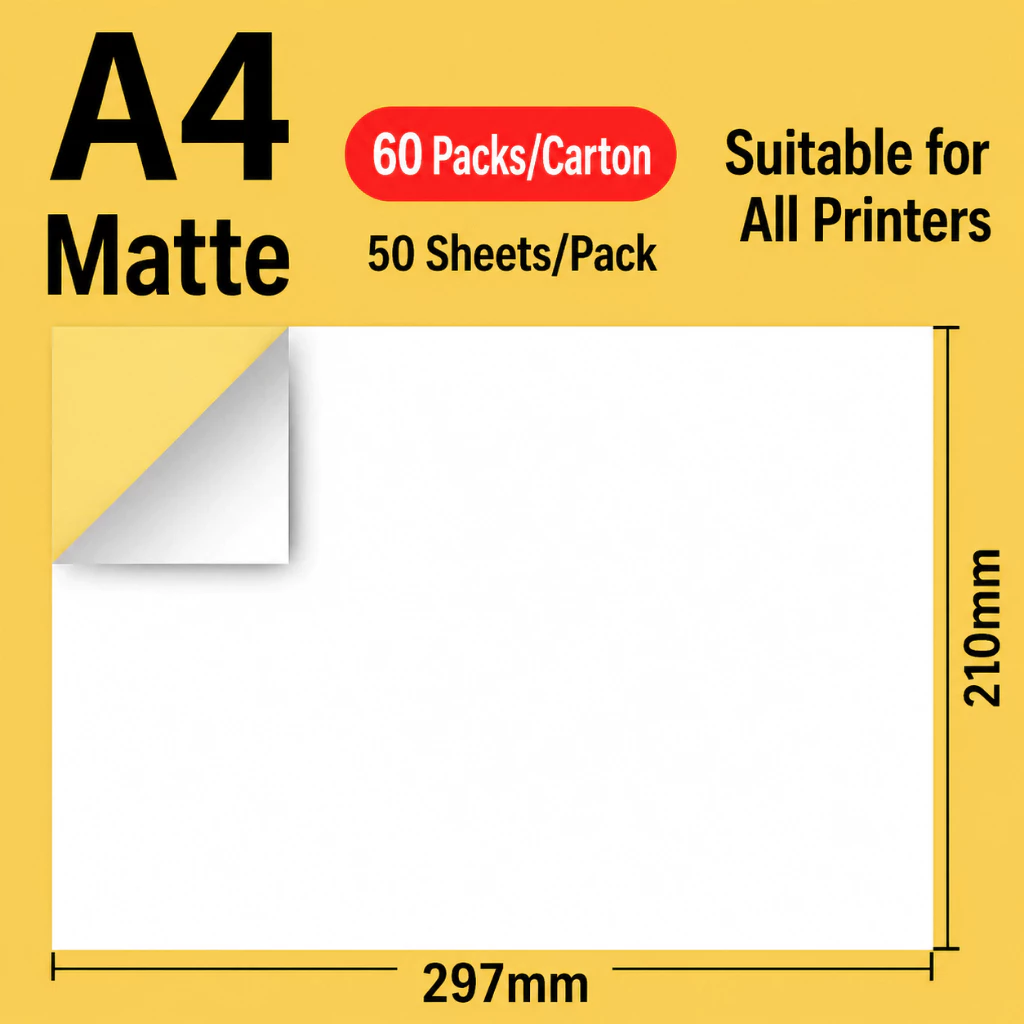 [SG]50/100Pcs A4 Sticker Paper Glossy/Matte Self Adhesive Airwaybill Printing Papers Laserjet Inkjet Printable Label