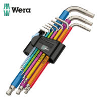 Wera 3950/9 Hex-Plus Stainless Steel L-Key Set (9pc) Metric - Anti-Rust Allen Key for Bicycle & Marine Servicing - Multicolor (05022720001)