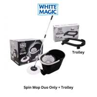 [New Model] White Magic Spin Mop DUO (Dual Function) Foot Press + Hand Press / Microfiber Mop Head / 1 Year Bucket Warranty