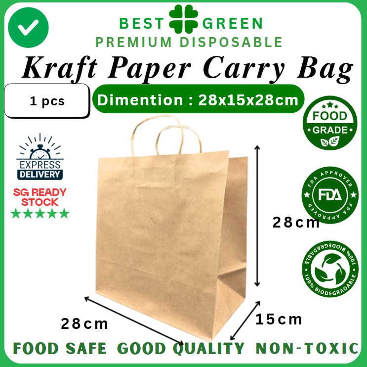 [BestGreen] Kraft Paper Bag | Door Gift & Goodie Bag | Party & Present Packaging | Birthday Party