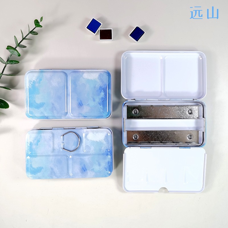 Water Color Lightweight Iron Box Pigment Empty Watercolor Plate Paint Box half tin palette